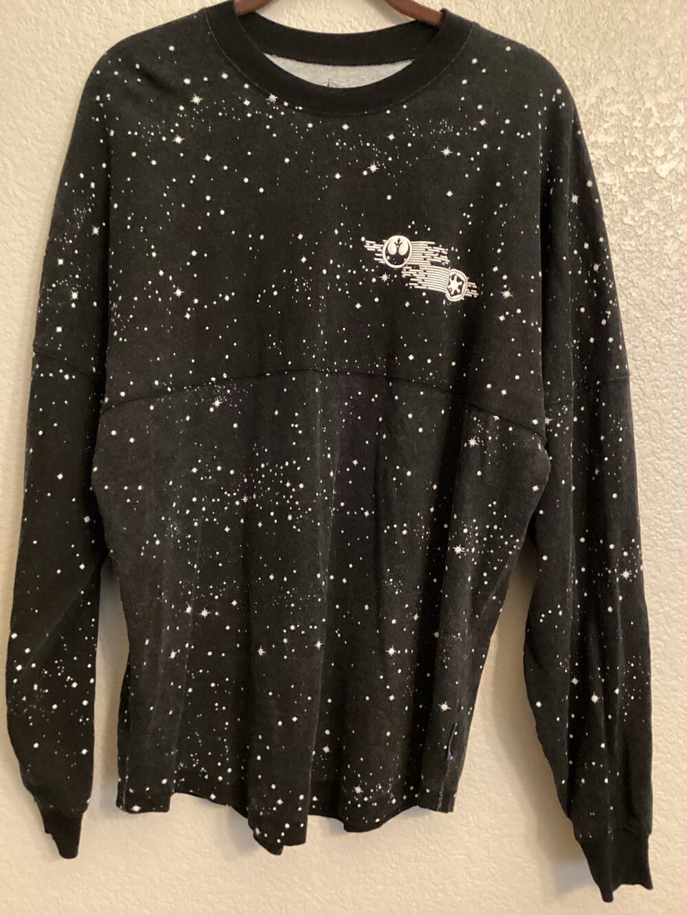 Disney Parks Star Wars Spirit Jersey AOP Starfield Pattern Rebel Alliance Logo M